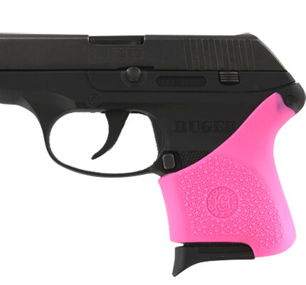 Hogue 18107 HandAll Hybrid Grip Sleeve made of Rubber with Textured Pink Finish for Ruger LCP