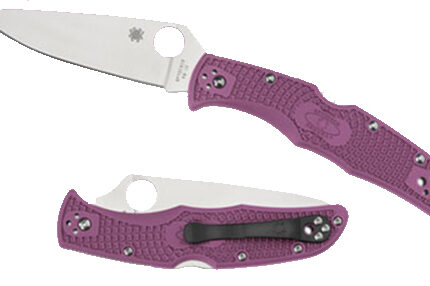 Spyderco C10FPPR Endura 4 Lightweight 3.75" Folding Clip Point Plain VG-10 SS Blade Purple Bi-Directional Texturing FRN Handle Includes Pocket Clip