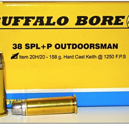 Buffalo Bore Ammunition 20H20 Outdoorsman Strictly Business 38Special +P 158gr Hard Cast 20 Per Box/12 Case