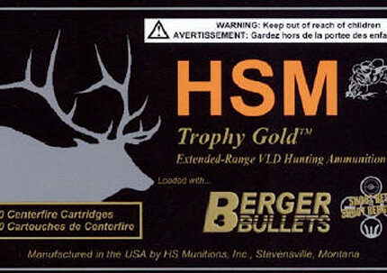 HSM 300WSM168VLD Trophy Gold Extended Range 300 WSM 168 gr Berger Hunting VLD Match 20 Per Box/ 25 Case