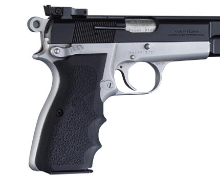 Hogue 09000 Rubber Grip  Black with Finger Grooves for Browning Hi-Power
