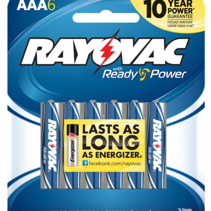 Rayovac 8246T AAA HIGH ENREGY Alkaline Batteries Silver/Blue 1.5 Volts 2,700 mAh (6) Single Pack