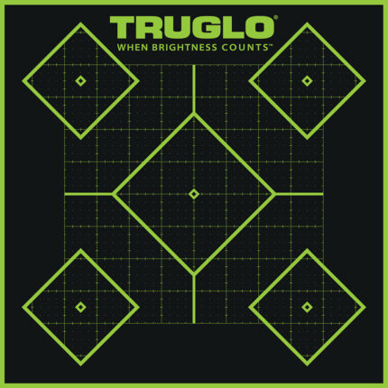 TruGlo TG14A6 Tru-See 5- Diamond Target Self-Adhesive Heavy Paper Black/Green 12"x12" 6 Pack