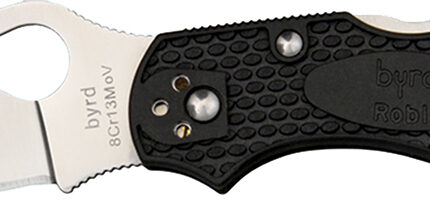 Spyderco BY10PBK2 Byrd Robin 2 Lightweight 2.43" Folding Drop Point Plain 8Cr13MoV SS Blade Black Bi-Directional Texturing FRN Handle Includes Pocket Clip