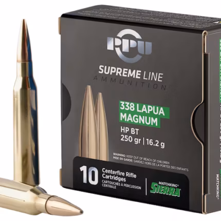 PPU .338 LAPUA MAGNUM SUPR HPBT 250G 10 RD BOX 20 BOXES PER CASE