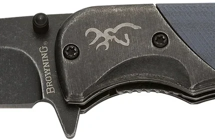 Browning 3220365 The Range EDC Compact 2.75" Folding Drop Point, Plain Black Oxide Stonewashed 7Cr17MoV SS Blade, Black/Blue Aluminum/G10 Handle