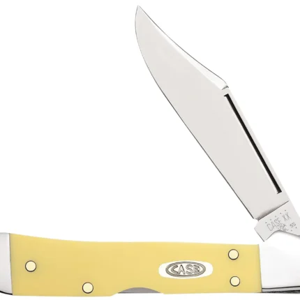 Case 30116 CopperLock Mini 2.72" Folding Clip Point Plain Mirror Polished Carbon Steel Blade, Yellow Synthetic Handle