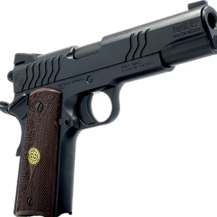 Dickinson LLC DKSN9BS 1911 Adam 9mm Luger 8+1 4.37" Black Steel Barrel, Shiny Black Serrated Aluminum Slide & Steel Frame, Wood Grip