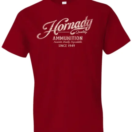Hornady Gear 31873 Vintage Script Red Cotton Semi-Fitted Large