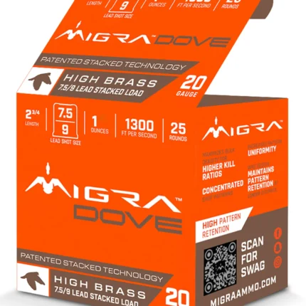 Migra Ammunitions M20LF7.59 Dove 20Gauge 2 3/4" 1oz 7.5/9Shot 25 Per Box/10 Case
