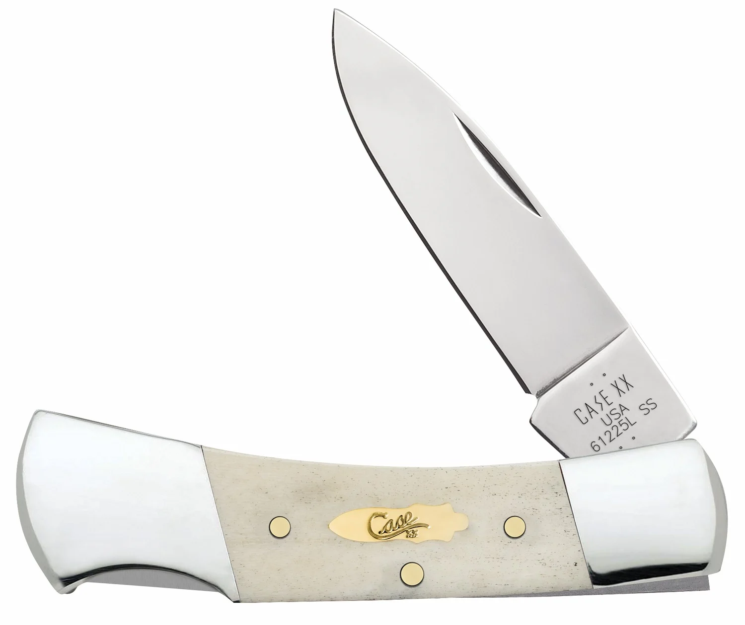 Case 11026 Lockback Folding Drop Point Plain Tru-Sharp SS Blade, Smooth Natural Bone Handle