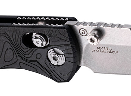 Hogue 24457 Mysto  3.40" Folding Clip Point Plain Black Stonewashed CPM MagnaCut Steel Blade, Maple Valley Richlite Black Handle