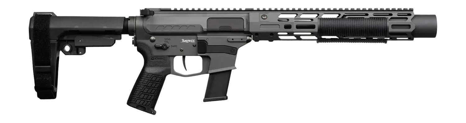CMMG 45AEA70-TNG MkG 45 ACP 13+1 6.50" Black Nitride Threaded Barrel. Tungsten Cerakote Aluminum Receiver w/Picatinny Rail, M-LOK Handguard, Black Polymer CMMG RipBrace, CMMG Zeroed Grip, Ambidextrous