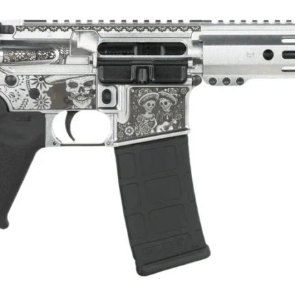 Shark Coast Tactical SCC07374DOD-P Day of the Dead  5.56 NATO 30+1 10.50" Black Nitride Threaded Barrel, Aluminum Laser Engraved Receiver w/Picatinny Rail, M-LOK Handguard, Polymer SB Tactical SBA3 Br