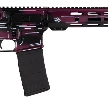 Shark Coast Tactical SCC02119ABKCH Anime-15  5.56 NATO 30+1 16" Black Nitride Threaded Barrel, Black Cherry Cerakote Aluminum Receiver w/Picatinny Rail, M-LOK Handguard, Magpul Collapsible Black Polym