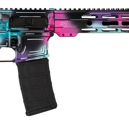 Shark Coast Tactical SCC101938DISB Anime-15  5.56 NATO 30+1 16" Black Nitride Threaded Barrel, Disco Cerakote Aluminum Receiver w/Picatinny Rail, M-LOK Handguard, Magpul Collapsible Black Polymer Stoc
