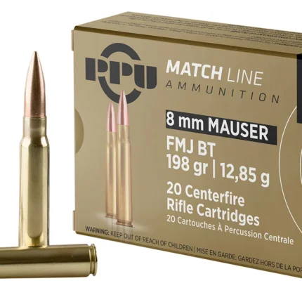 PPU PPM8 Match 8mmMauser 200gr Full Metal Jacket Boat Tail 20 Per Box/10 Case