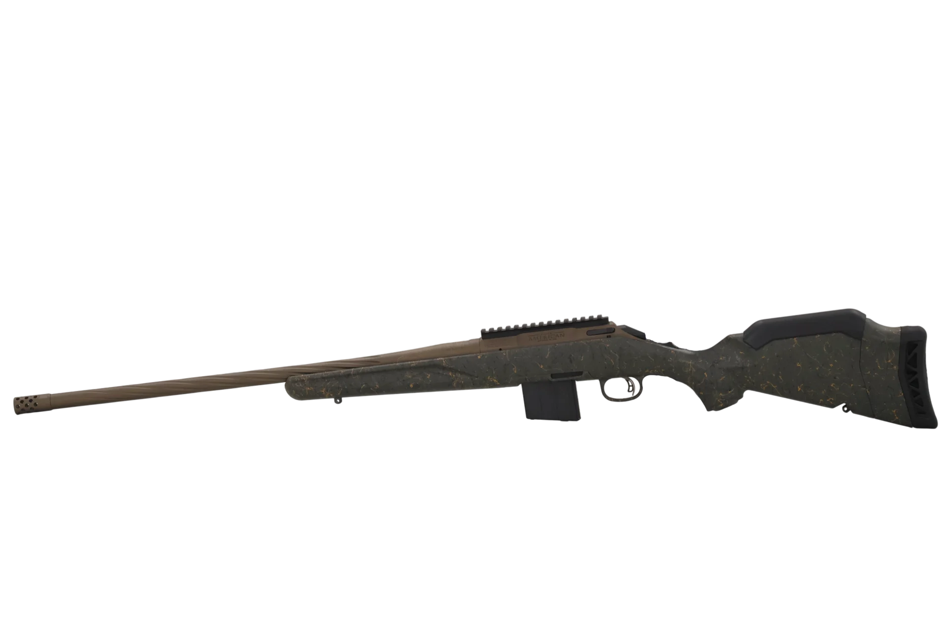 RUGER AMERICAN G2 PRED WILDERNESS TOPO RFL 350 LGD 22" T.B. SPIRAL BBL, GRN SPLTR,BRNT BRNZ 5RD