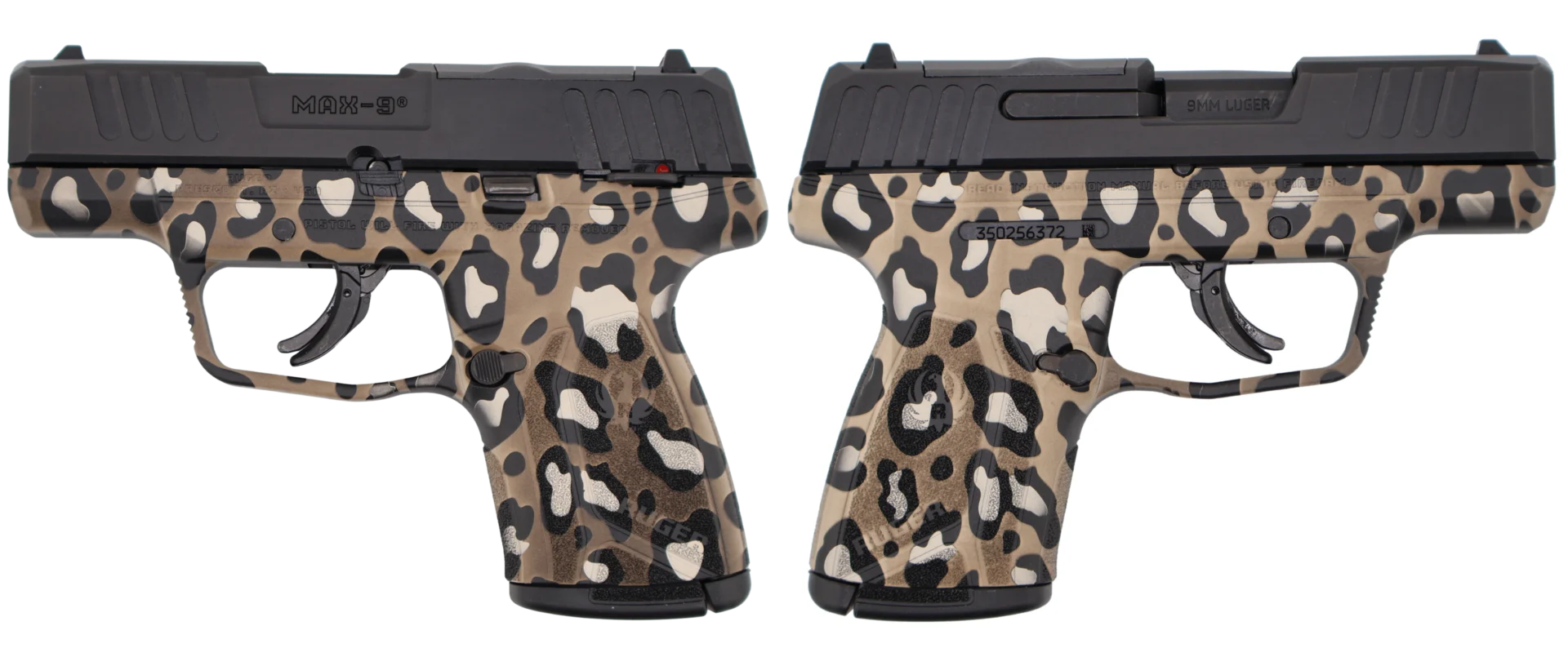 RUGER MAX-9 MANUAL SAFETY LEOPARD PRINT 9MM PISTOL BLACK 3.2" OPTIC READY 1-10RD MAGS