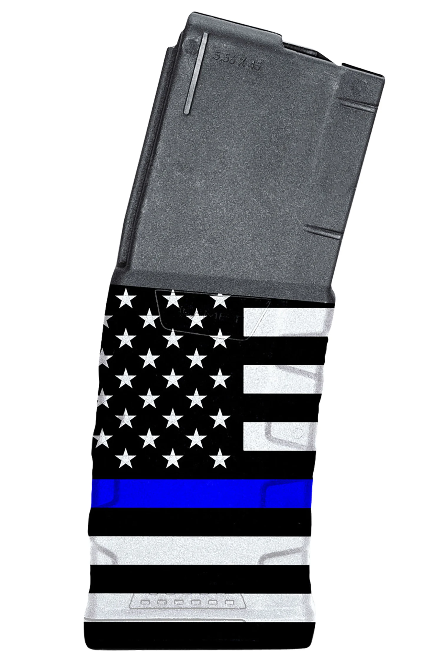 Mission First Tactical EXDPM556AMB1 Extreme Duty 30rd 223 Rem/5.56x45mm Fits AR-15/M4 Black w/Blue Line American Flag Polymer