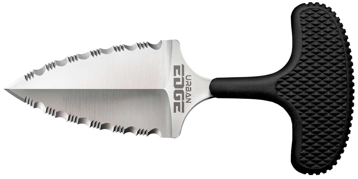 Cold Steel CS43XLSS Urban Edge 2.50" Fixed Serrated Stone Washed Japanese AUS-8A SS Blade/Black Textured Kray-Ex Handle