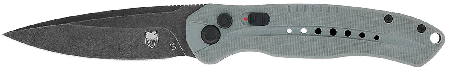 CobraTec Knives GRYDIABLOAUTO Diablo 3.50" Folding Black Stonewashed D2 Steel Blade, 4.75" Gray Textured G10 Scales Handle
