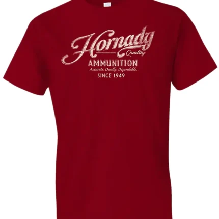 Hornady Gear 31875 Vintage Script  Red Cotton Semi-Fitted 2XL