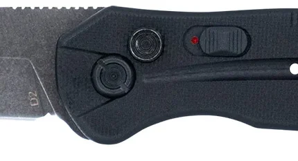 CobraTec Knives BLKDIABLOTNS Diablo Automatic 3.50" Folding Plain Black Stonewashed D2 Steel Blade, 4.75" Black G10 Handle
