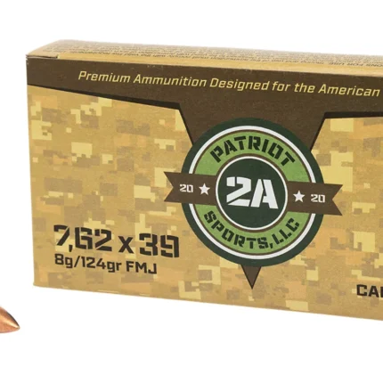 PATRIOT SPORTS LLC P762124F 7.62x39mm 124gr Full Metal Jacket 20 Per Box/50 Case