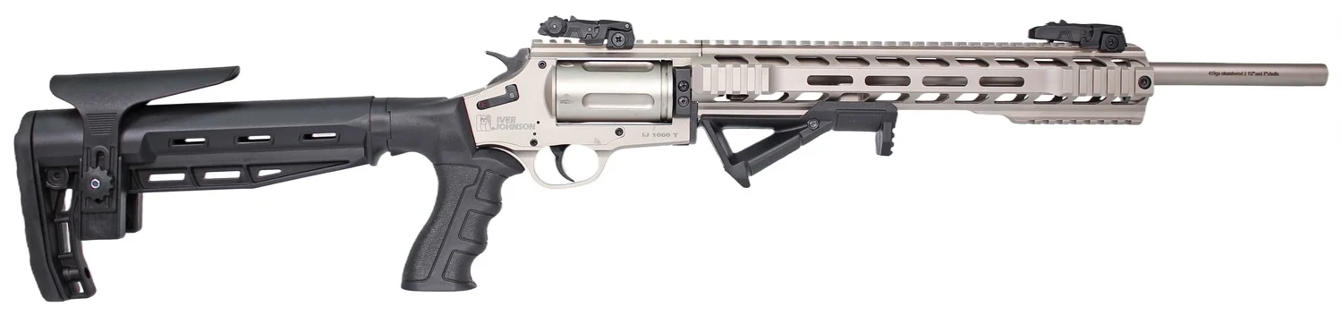 Iver Johnson Arms IJ1000TSN IJ1000 410 Gauge 5rd 18" Satin Nickel Barrel, Satin Nickel Receiver w/Picatinny Rail, Black Fixed Stock