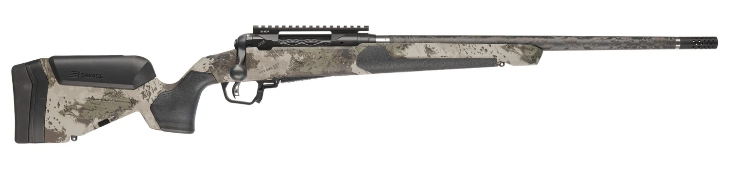 Savage Arms 32713 110 UltraLite Pro Full Size 6.8 Western 3+1 20" Carbon Fiber Barrel, Savage Woodland Camo Accufit V2 Synthetic Stock, Right Hand