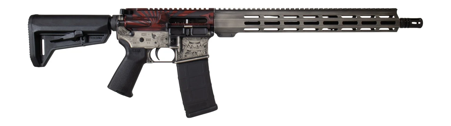 Shark Coast Tactical 300-054-1000-04 Bushido 5.56 NATO 30+1 16" Black Nitride Threaded Barrel, Engraved Aluminum Receiver w/Picatinny Rail, M-LOK Handguard, Magpul Collapsible Black Polymer Stock, Ma