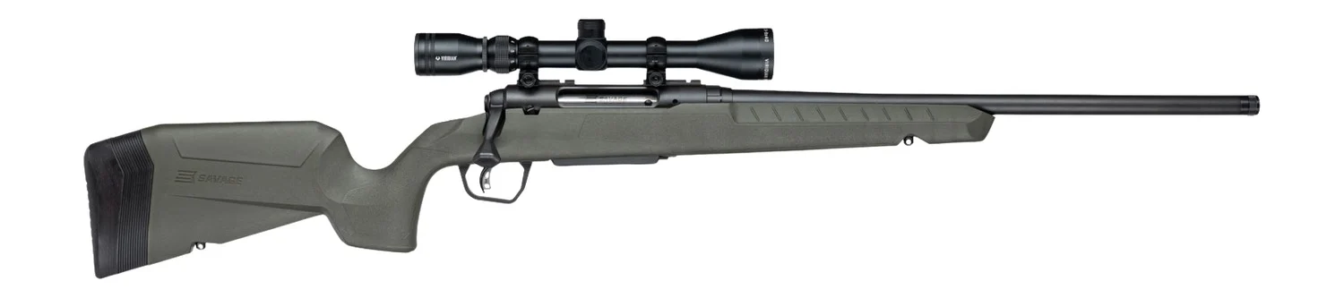 Savage Arms 33162 Axis 2 XP w/Optic 243 Win 4+1 20" Matte Black Carbon Steel Threaded Barrel, Drilled & Tapped Receiver, OD Green Synthetic Fixed w/Pistol Grip Stock, 3-9x40mm Duplex Scope, Right Hand