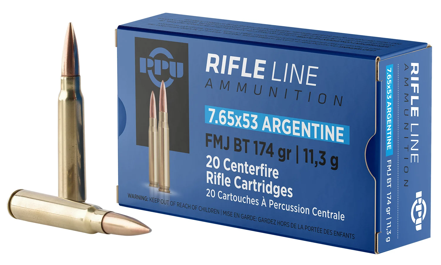 PPU PP7AF Metric Rifle 7.65x53mmArgentine 174gr Full Metal Jacket Boat Tail 20 Per Box/10 Case