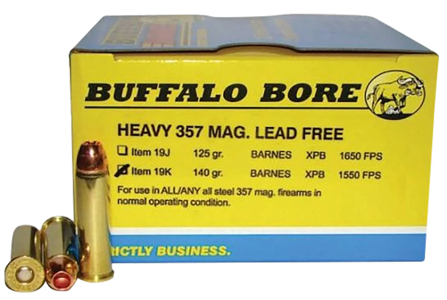 Buffalo Bore Ammunition 19K20 Buffalo-Barnes Strictly Business 357Mag 140gr Barnes VOR-TX XPB Lead Free 20 Per Box/12 Case