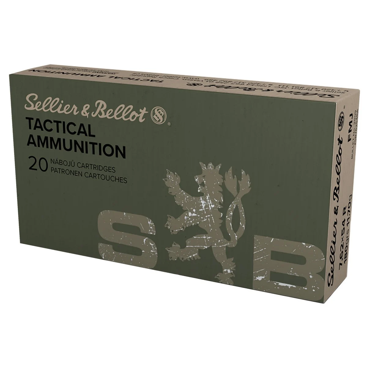 SELLIER & BELLOT 7.62X54R 180GR FMJ 20RD BOX 20 BOXES PER CASE