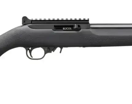 RUGER 10/22 HOGUE OVERMOLD STOCK 22LR RIFLE 16.12" T.B. BLACK, GHOST RING/BLADE SIGHT 1-10RD