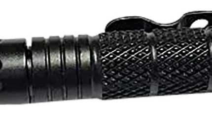 Uzi Accessories UZITACPEN2BK UZI Defender Black Aluminum Self Defense Pen Features Glass Breaker