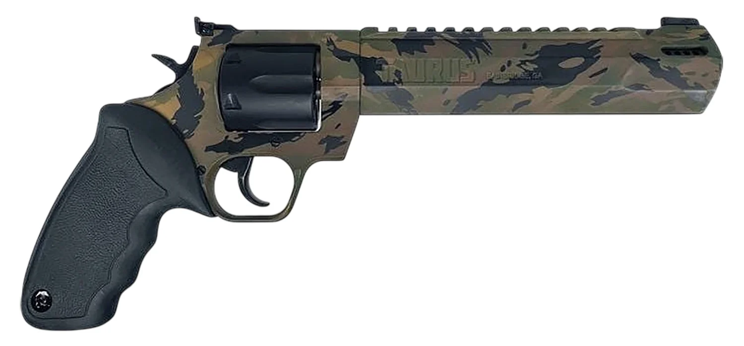 Taurus 2-357081RH-DTSC Raging Hunter Large 357 Mag/38 Special +P 7 Shot 8.37" Camo Picatinny Rail/Ported Barrel, Matte Black Cylinder, Camo Alloy Steel Frame, Transfer Bar Safety, Exposed Hammer