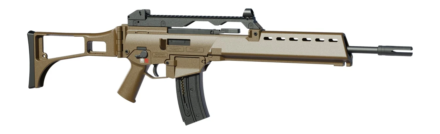 HK 81001322 G36 22 LR 10+1 18.13" Black Barrel w/Flash Suppressor, Flat Dark Earth Receiver w/Picatinny Rail, Flat Dark Earth Folding Synthetic Stock, Polymer Grip