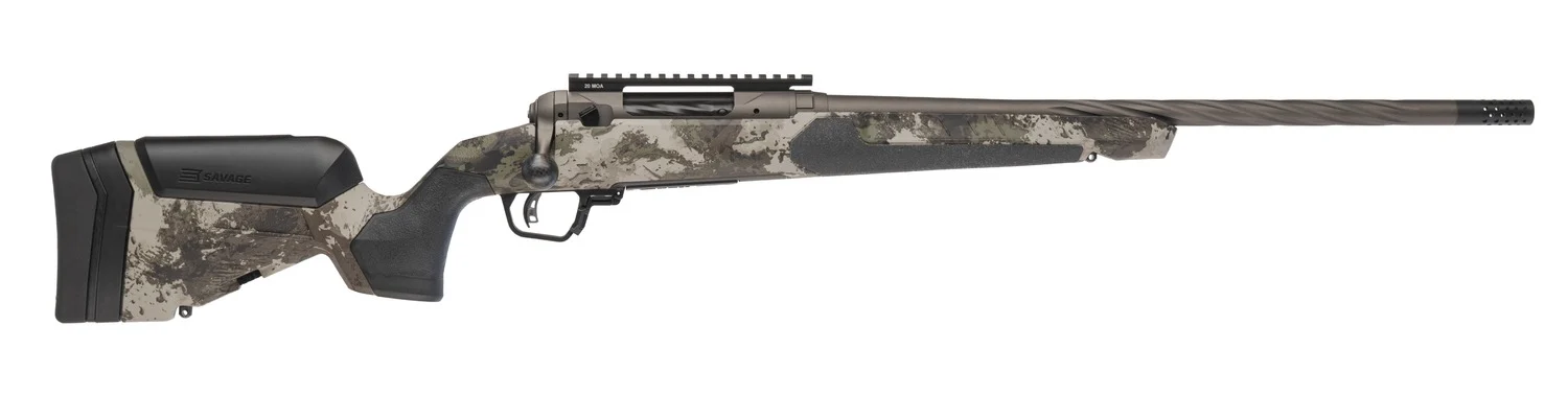 Savage Arms 32578 110 Core Hunter Pro 30-06 Springfield 3+1 20" Spiral Fluted Barrel, Savage Woodland Camo AccuStock w/AccuFit V2 Synthetic Stock, Right Hand