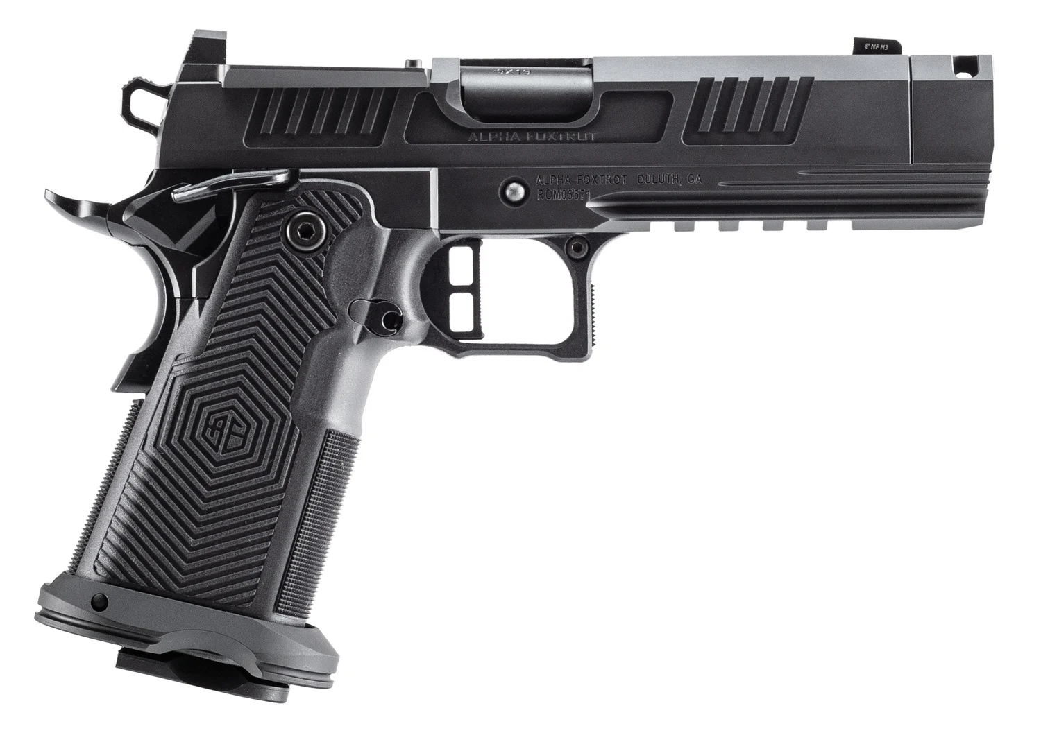 Alpha Foxtrot AA39X2CIG-XDBK17 AF1911 Romulus 10mm Auto 18+1 4.25" Black DLC Stainless Steel Threaded Compensated Barrel, Optic Ready/Serrated Slide & Frame w/Beavertail & Picatinny Rail, RMSc/RMR Foo