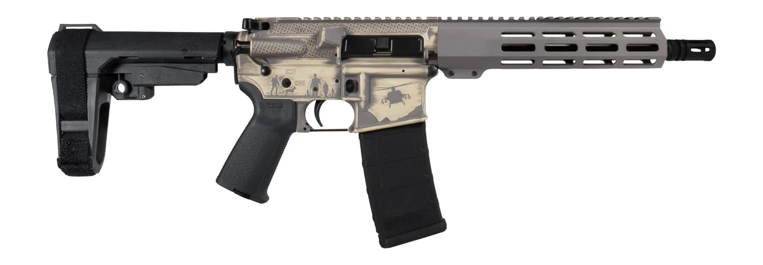 Shark Coast Tactical SCC07428MILFDE-P Military 5.56 NATO 30+1 10.50" Black Nitride Threaded Barrel, 2-Tone FDE Cerakote Aluminum Receiver w/Picatinny Rail, M-LOK Handguard, Polymer SB Tactical SBA3 Br