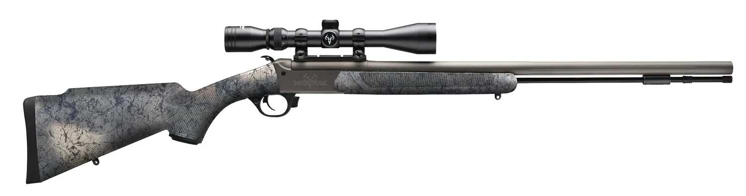 Traditions CR5846604437 NitroBolt w/Scope 50 Cal Firestick 24" Tungsten Cerakote Fluted Threaded Barrel, Tungsten Cerakote Drilled & Tapped Steel Receiver, Adj Cheek Piece & LOP Desert Web Synthetic S