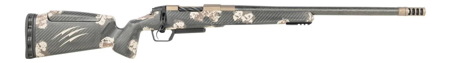 Fierce Firearms CT Rival XP 2.0 7mm PRC 20" Carbon Fiber Threaded Barrel, Smoked Bronze Cerakote Titanium Drilled & Tapped Receiver, Integral Rail Forend, Desert Shadow Camo Adj Comb Carbon Fiber Sto