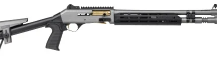 Panzer Arms PAM4CSGGTMFSS M4 Speed Pro 12 Gauge Semi-Auto 3" 5+1 18.50" Gray Ported Barrel, Gray w/Gold Titanium Accents Aluminum Receiver w/Picatinny Rail, M-LOK Handguard, Skeleton Stock, Black Poly