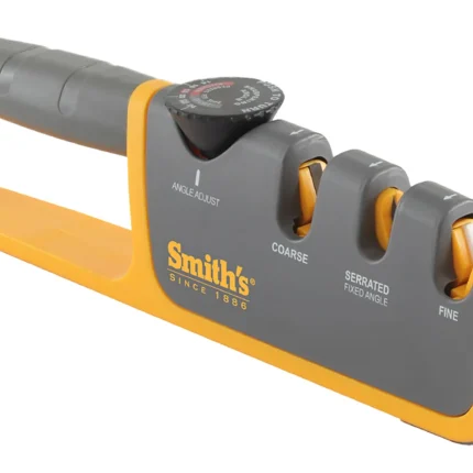 Smiths Products 50264 Adjustable Angle Pull-Thru Sharpener Hand Held Fine, Coarse Ceramic, Diamond Sharpener Rubber Handle Gray