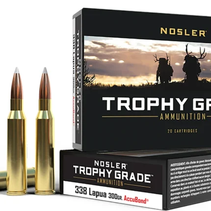 Nosler 49323 Trophy Grade  338LapuaMag 300gr Nosler AccuBond 20 Per Box/10 Case