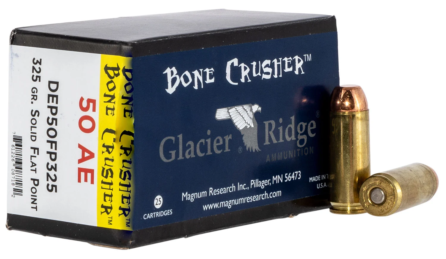 Magnum Research DEP50FP325 BoneCrusher 50AE 325gr Flat Point 25 Per Box/20 Case