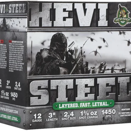 HEVI-Shot HS60024 HEVI-Steel Waterfowl 12Gauge 3" 1 3/8oz 2/4Shot 25 Per Box/10 Case